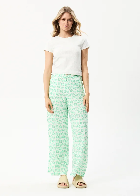 AFENDS Womens Swan Sienna - Wide Leg Pants - Lime Green