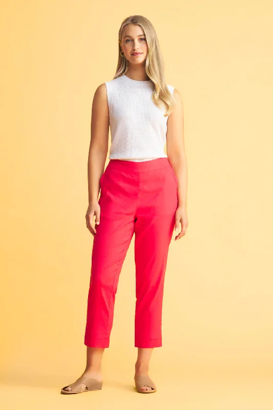 Tab Detail Tapered Pant - Hibiscus