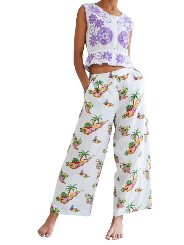 Fennel Wide Leg Pants In Village Print