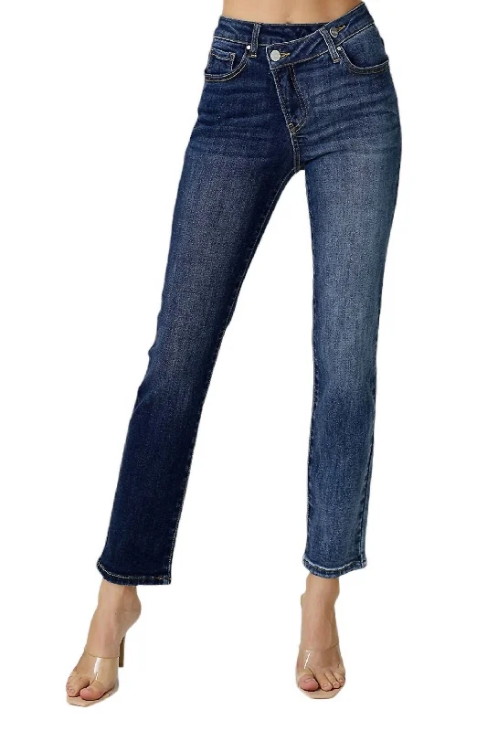 Mid-Rise Crossover Relaxed Skinny In Dark Denim