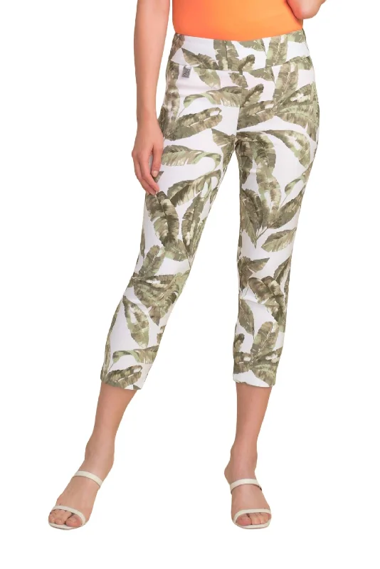 Palm Leaf Capri Pant In White/multi