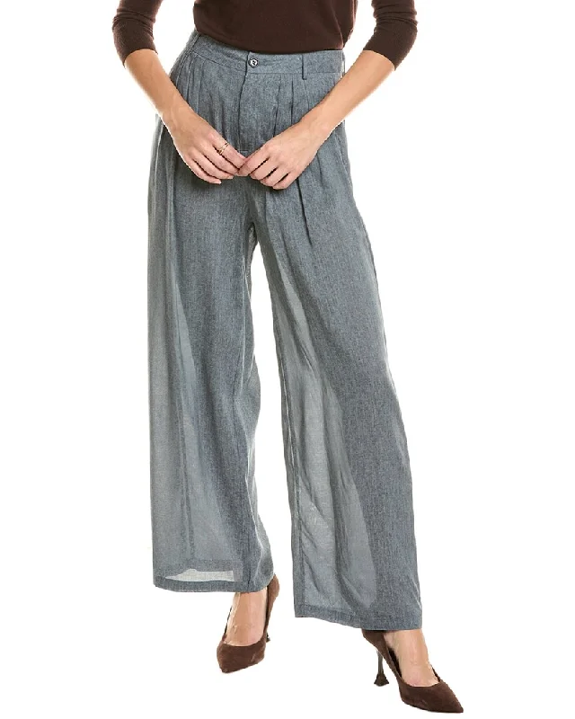 Seraphina Pleated Linen-Blend Pant