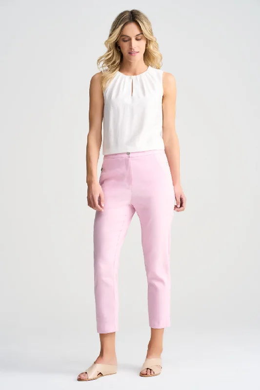 Tab Detail Linen Pant - Pink Lilac