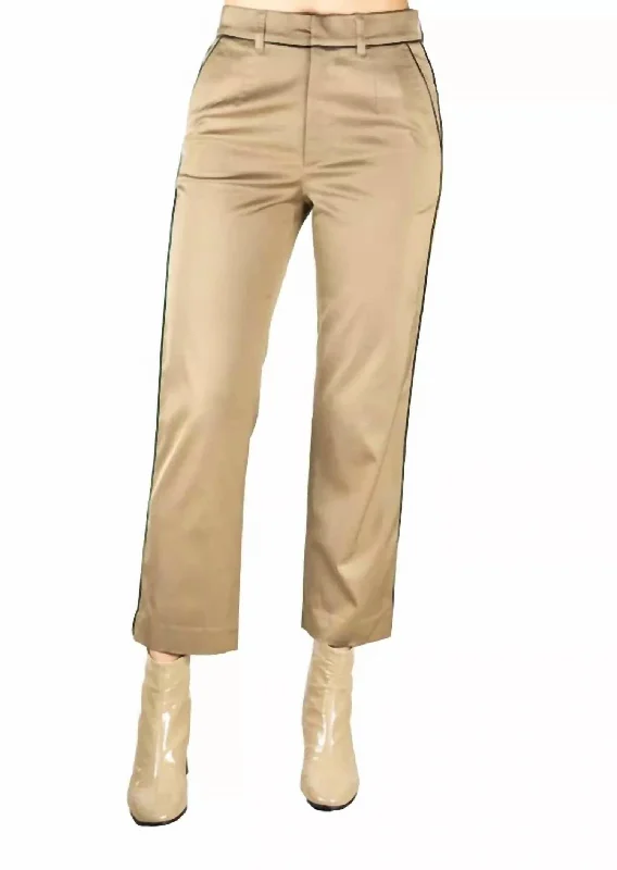 Tarika High Power Cupro Cropped Trouser In Khaki