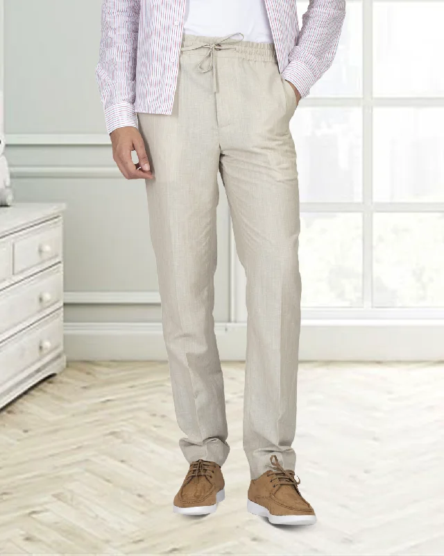 VBC: Ecru Wool-Linen Drawstring Pant