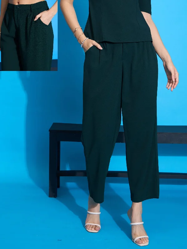 Women Emerald Knit Tapered Pants