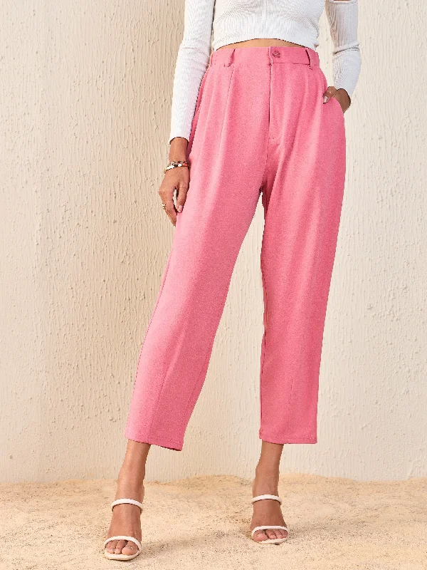 Women Pink Tapered Pants