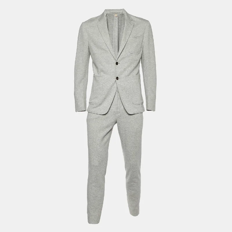 Burberry Grey Herringbone Cotton Suit