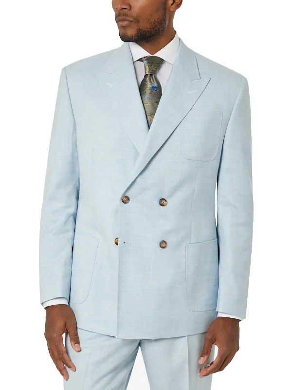 Mens Classic Fit Long Sleeves Double-Breasted Suit