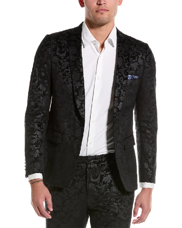 Paisley & Gray Regent Slim Fit Jacquard Velvet Jacket