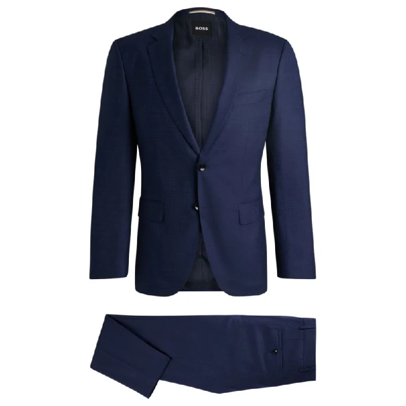 Slim-fit suit in patterned stretch wool